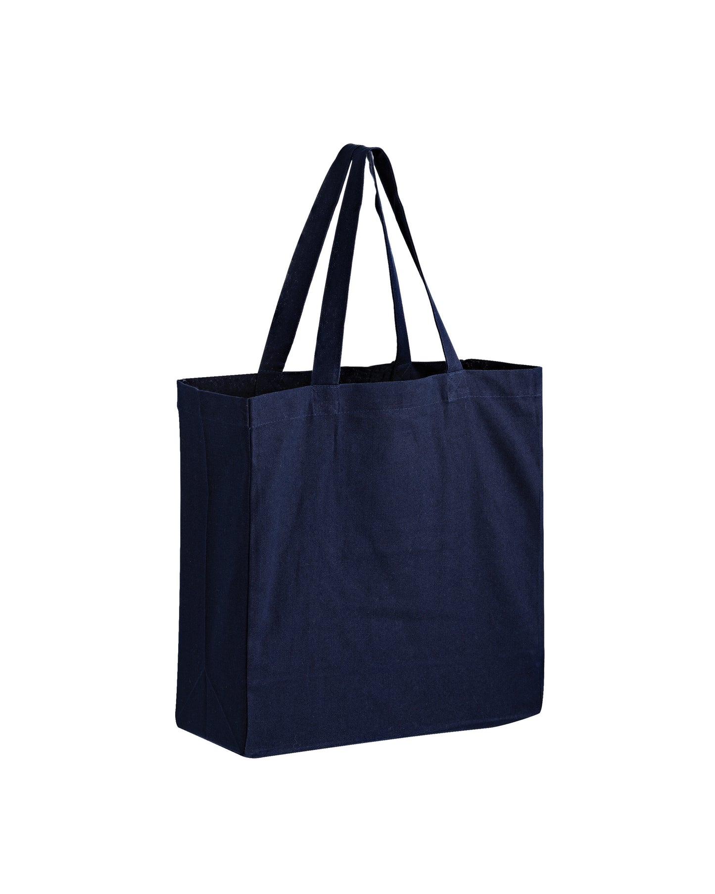 Navy blue tote bag on a white background