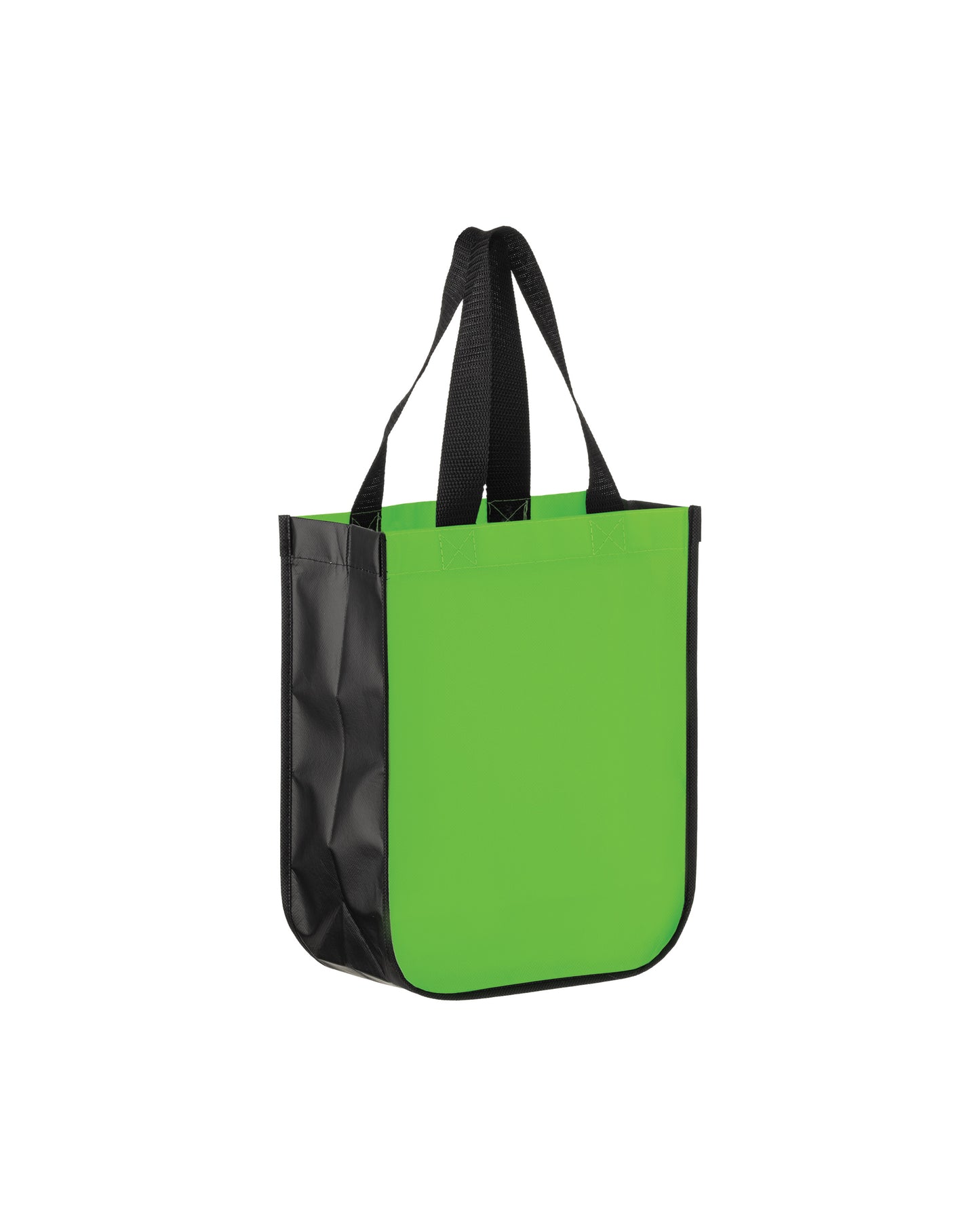Green and black tote bag on a white background
