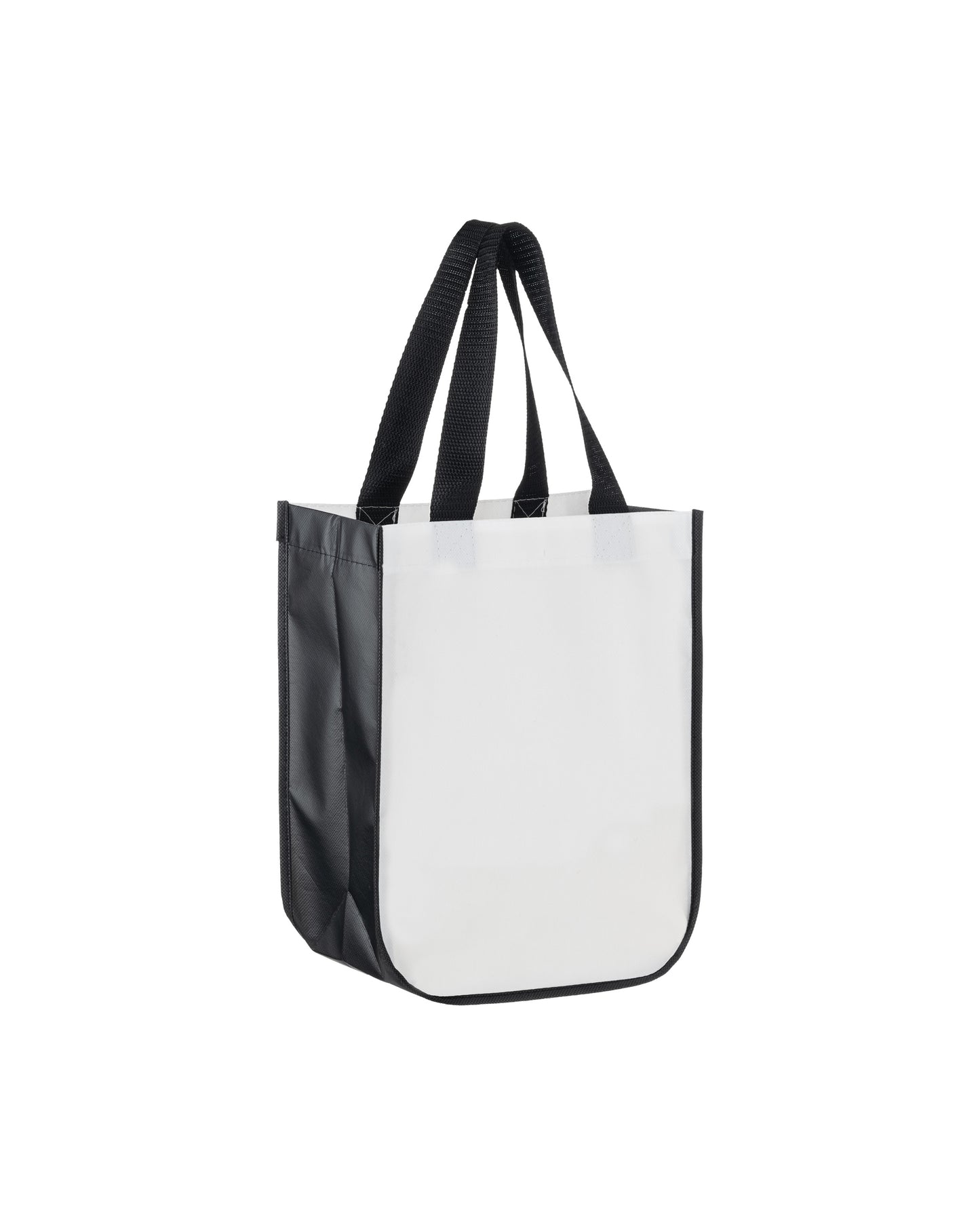 Black and white tote bag on a white background