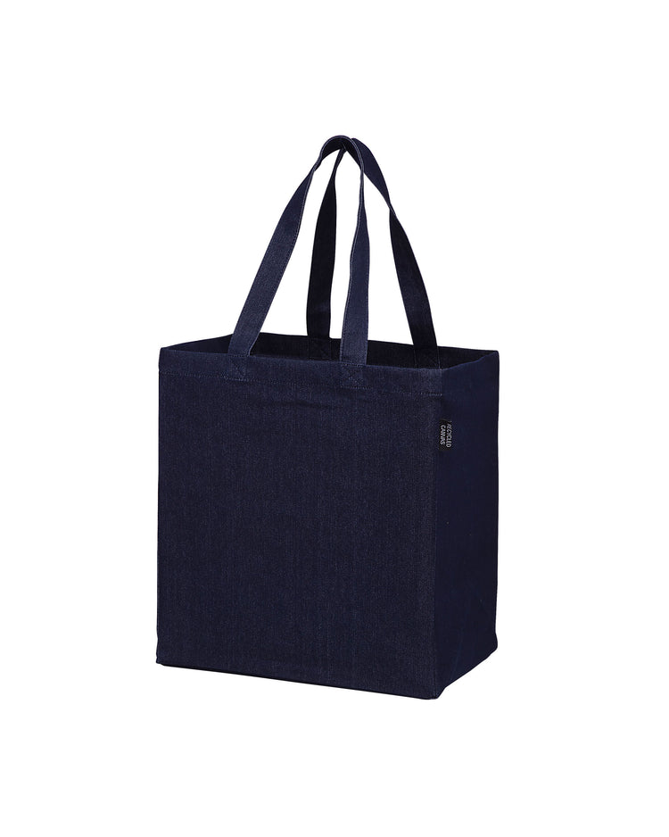 Navy blue tote bag on a white background