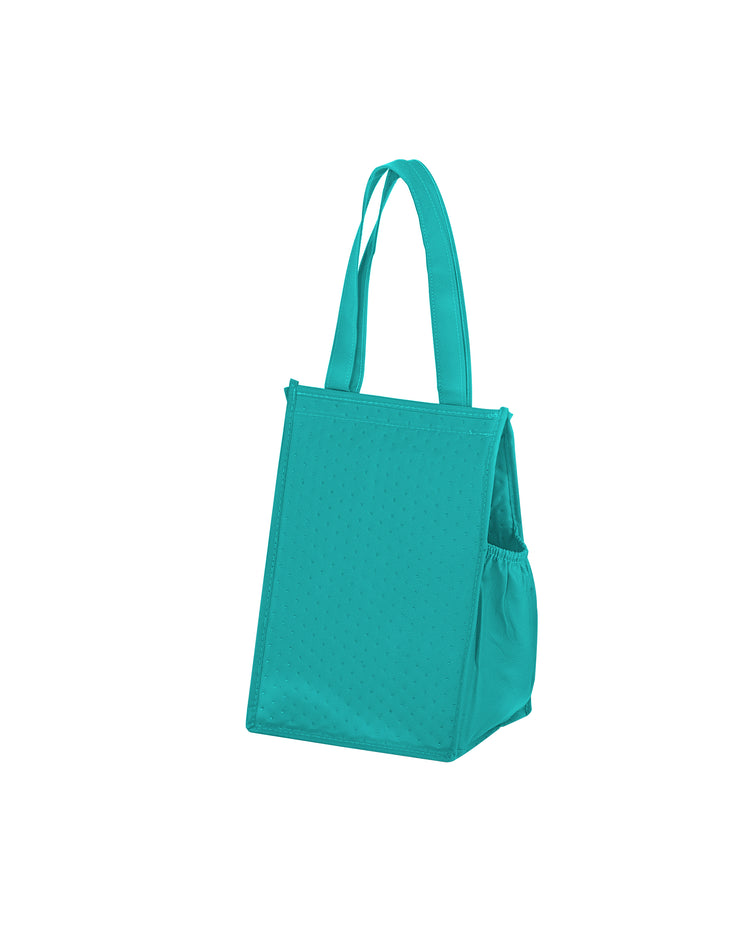 Teal tote bag on a white background