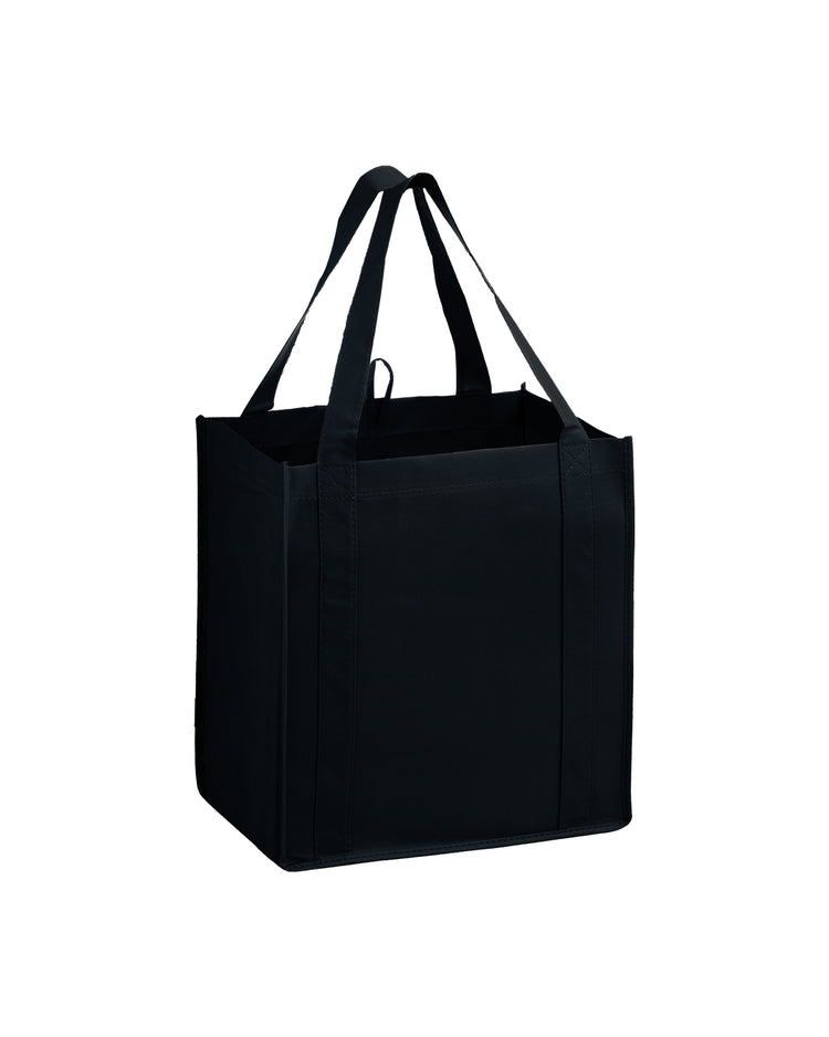 Black tote bag on a white background