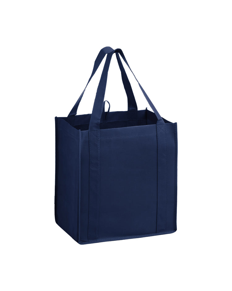 Navy blue tote bag on a white background