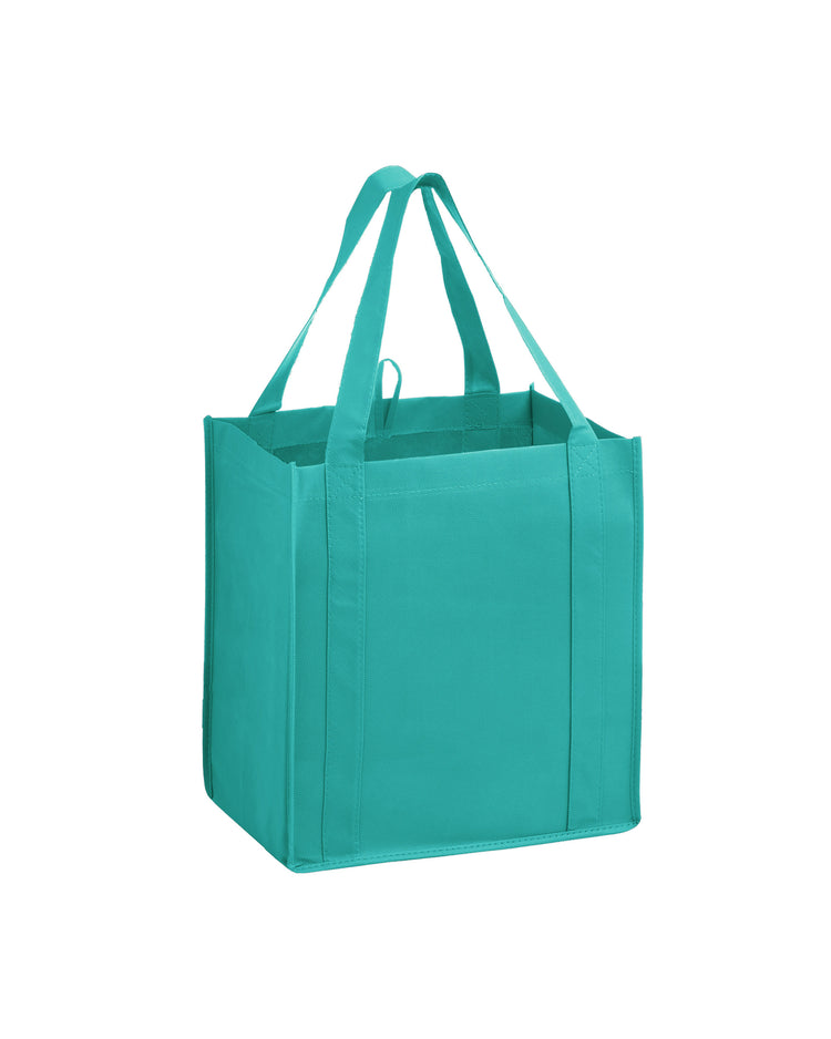 Teal reusable shopping bag on a white background