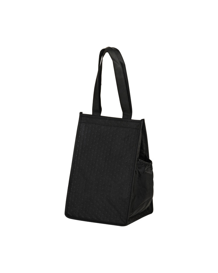 Black tote bag on a white background