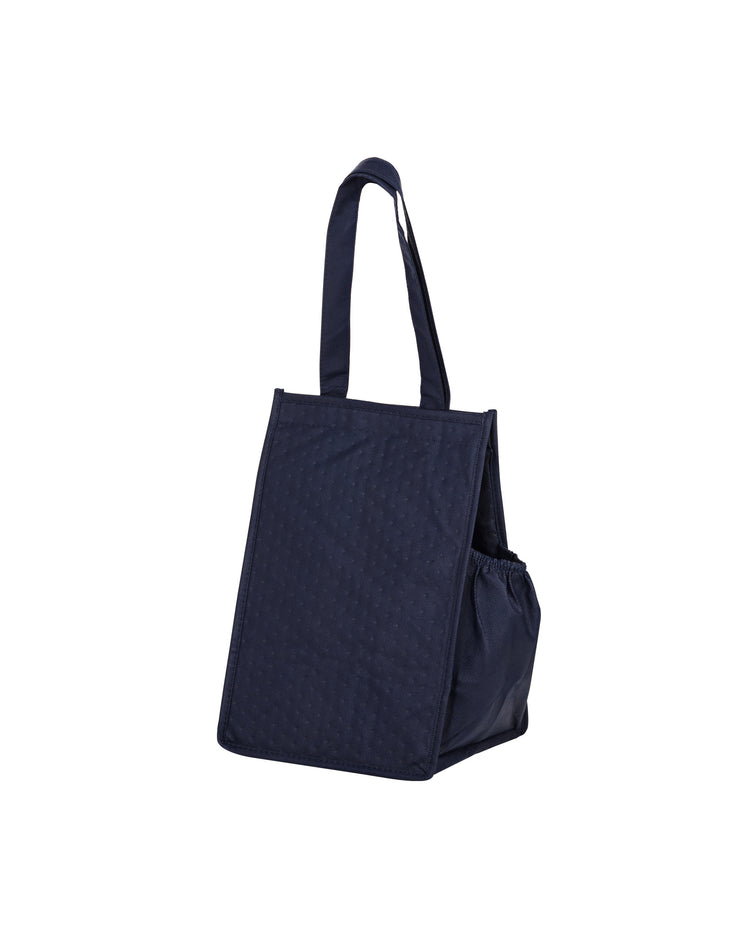 Navy blue tote bag on a white background