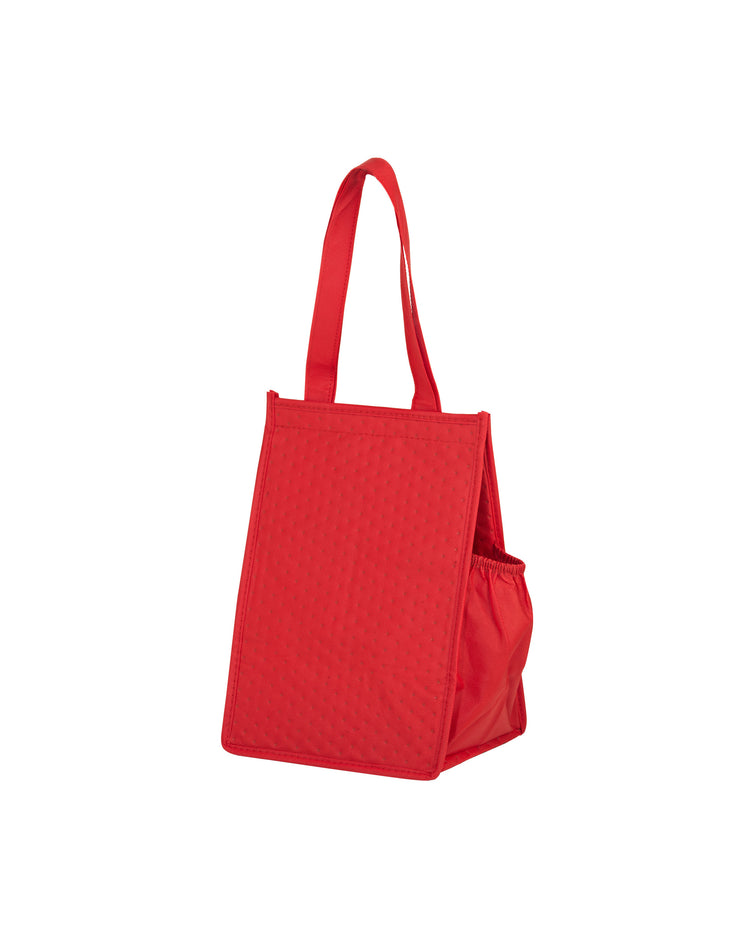 Red tote bag on a white background