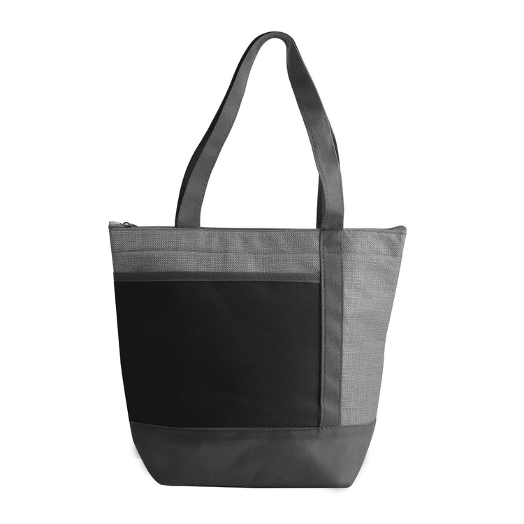 Black and gray tote bag on a white background