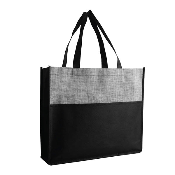 Black and gray tote bag on a white background