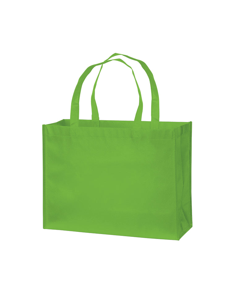 Green tote bag on a white background
