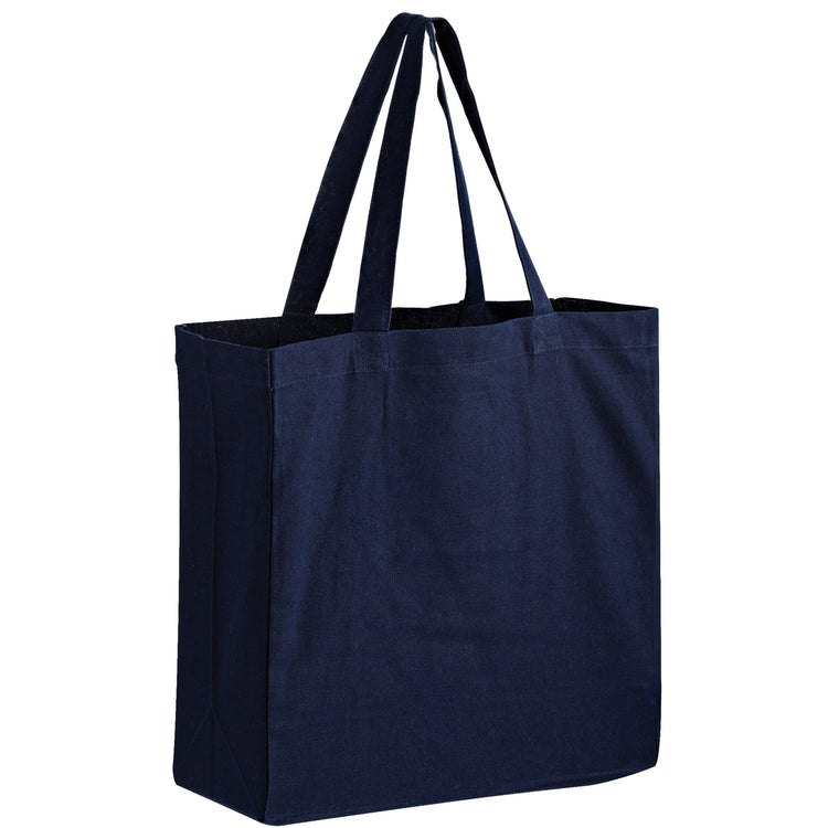 Navy blue tote bag on a white background