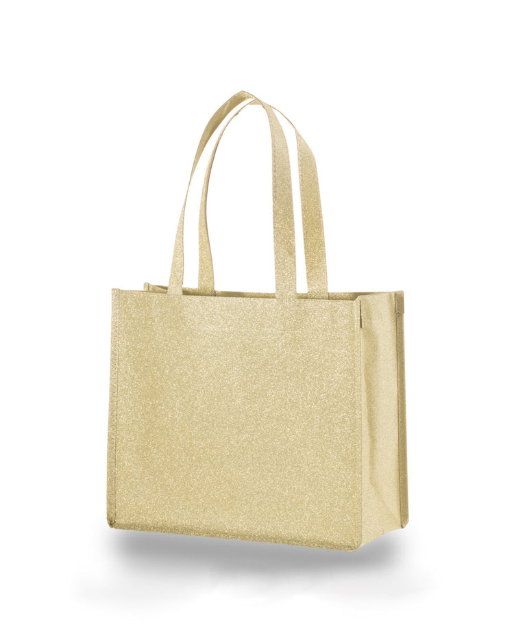 Gold tote bag on a white background