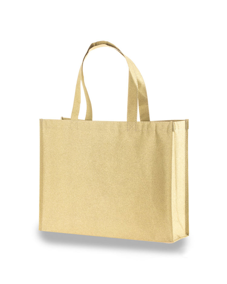 Gold tote bag on a white background