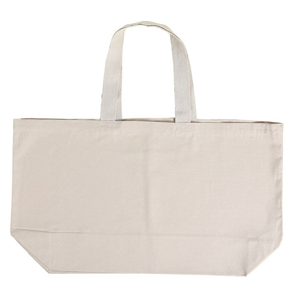 Beige tote bag with handles on a white background