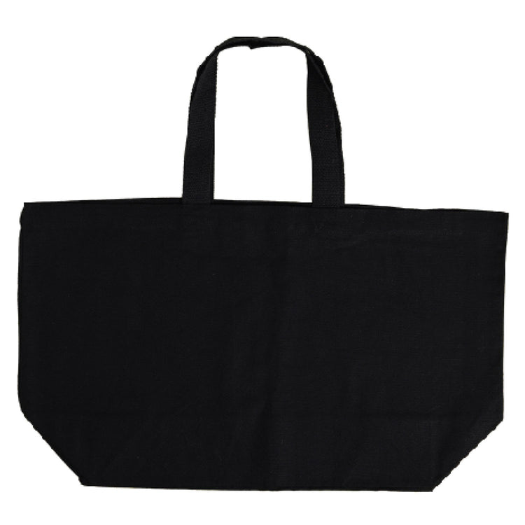 Black tote bag on a white background