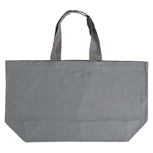 Gray tote bag with handles on a white background