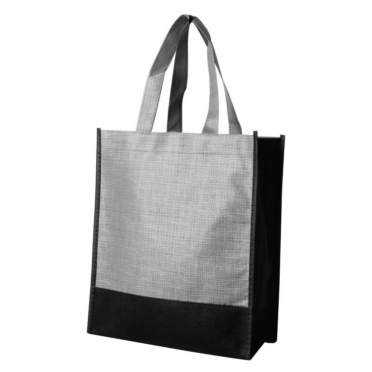 Gray and black tote bag on a white background