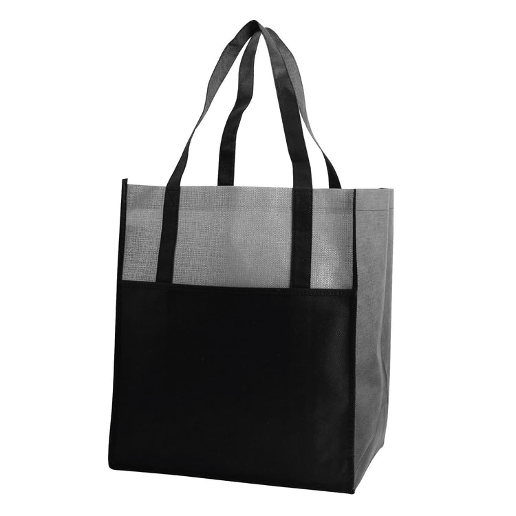 Black and gray tote bag on a white background