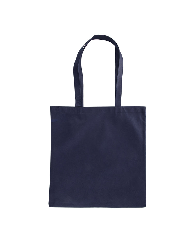 Navy blue tote bag on a white background