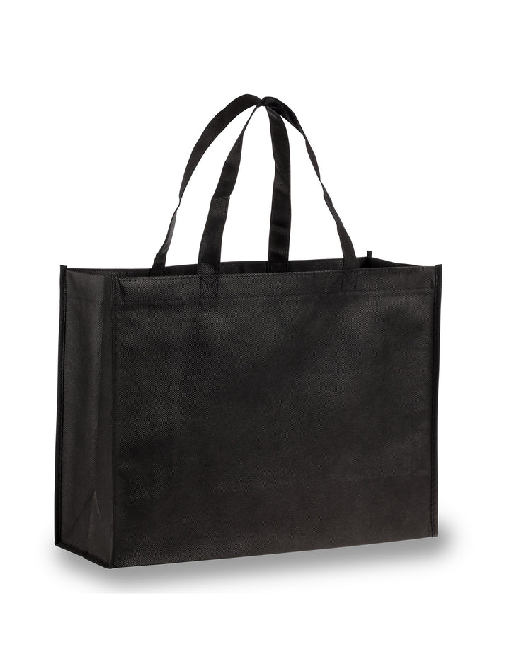 Black tote bag on a white background
