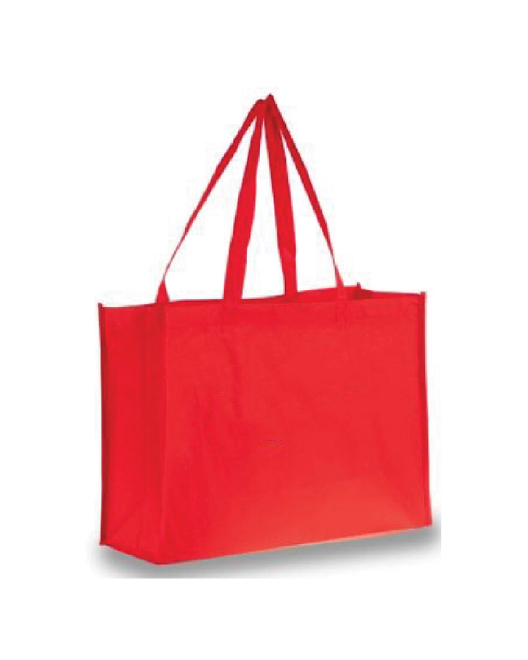 Red tote bag on a white background