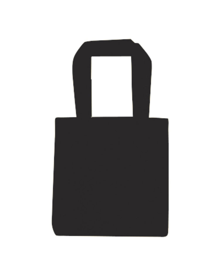 Black tote bag on a white background