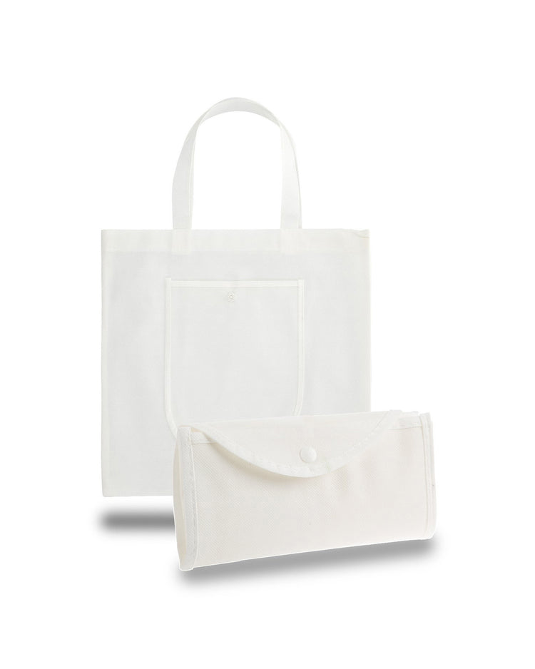 White tote bag and pouch on a white background