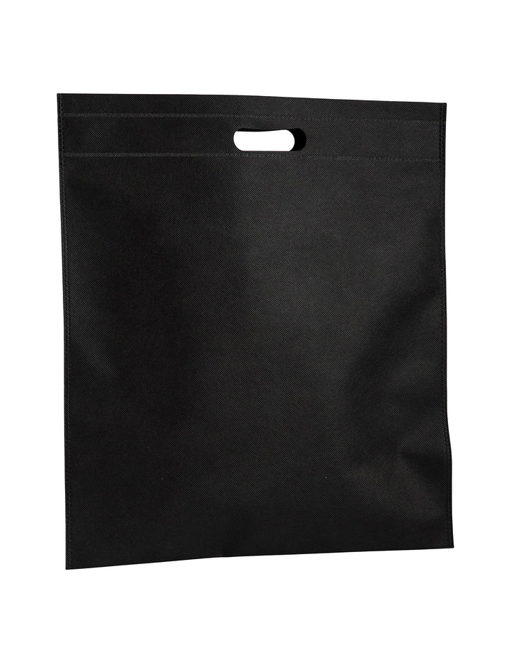Black non-woven bag with a handle on a white background