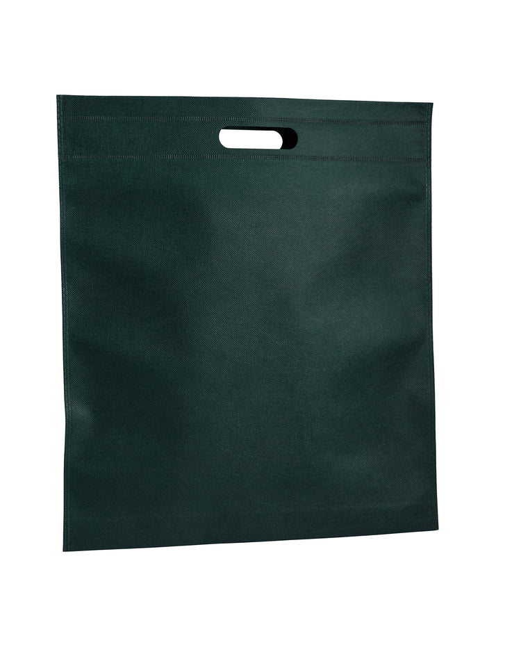 Dark green non-woven bag with a handle on a white background
