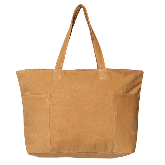 Brown tote bag on a white background