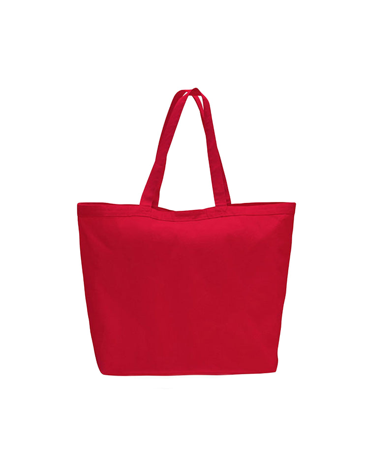 Red tote bag on a white background
