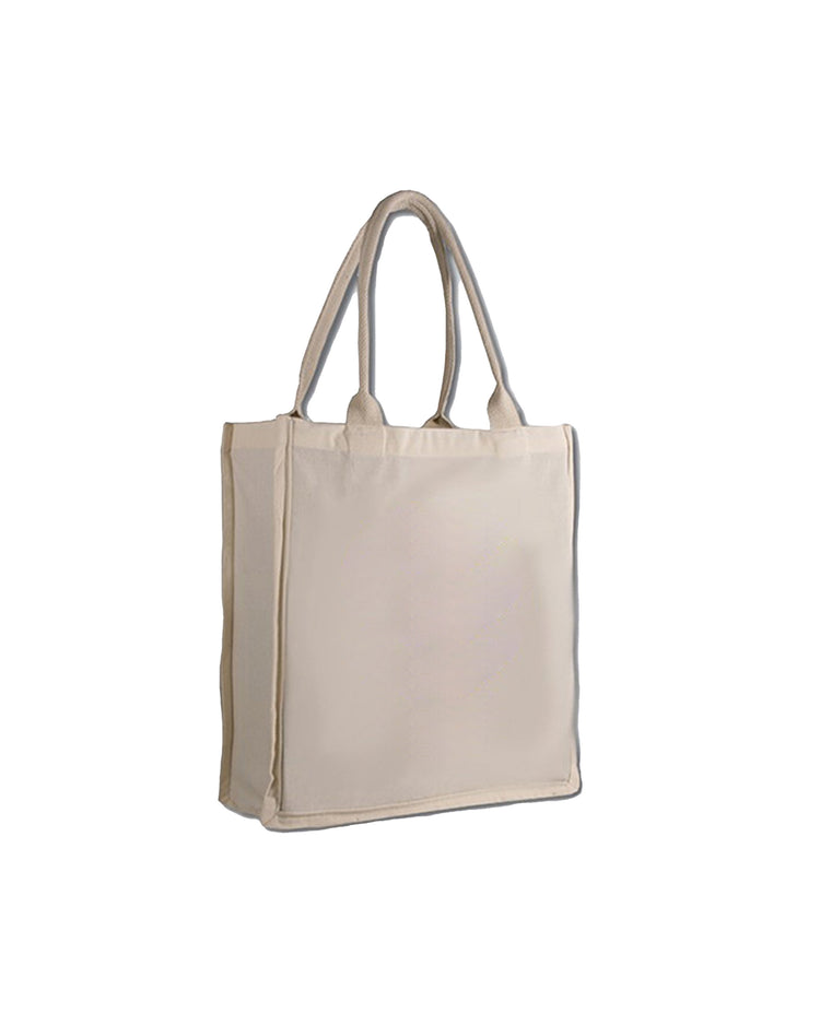 Beige tote bag on a white background