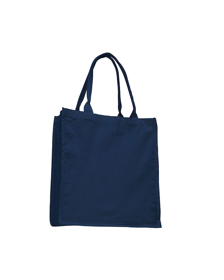 Navy blue tote bag on a white background