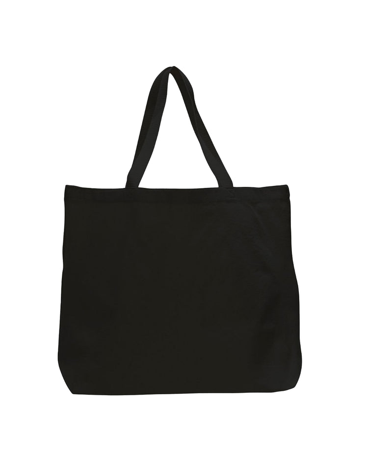 Black tote bag on a white background