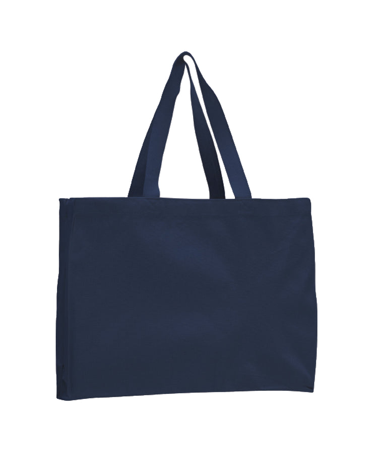 Navy blue tote bag on a white background