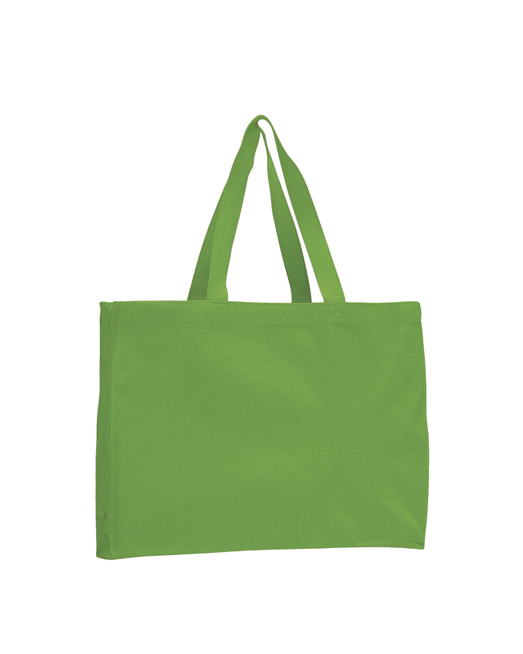 Green tote bag on a white background
