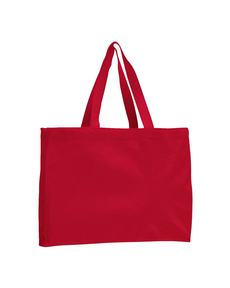 Red tote bag on a white background
