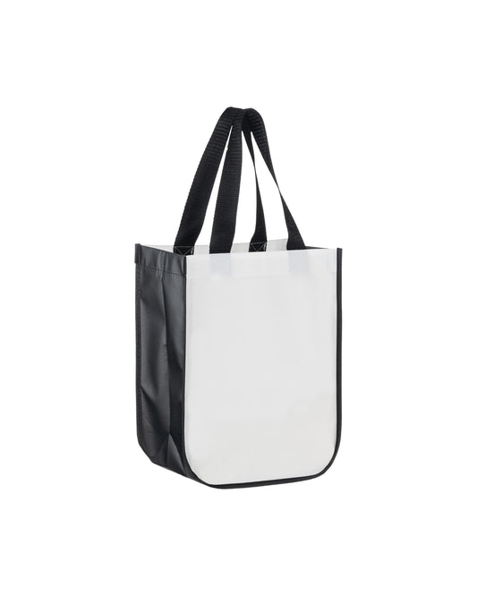 Black and white tote bag on a white background