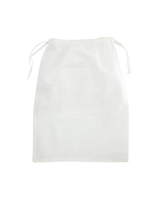 White drawstring bag on a white background