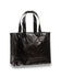 Black shiny tote bag on a white background