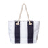 Striped tote bag with rope handle on a white background