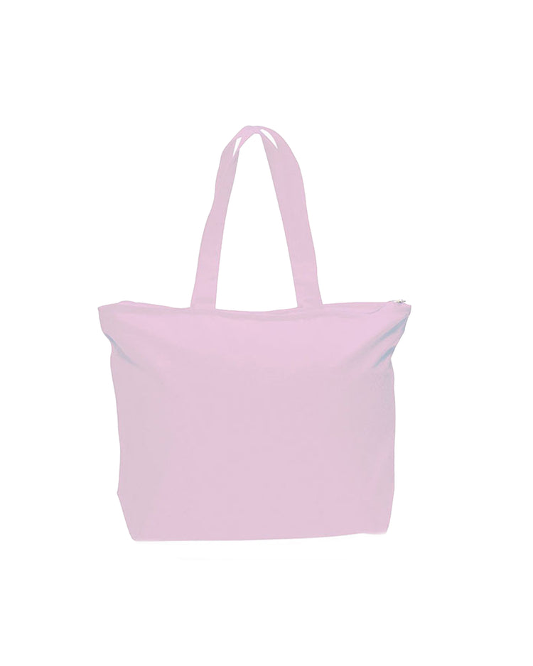 Light pink tote bag on a white background