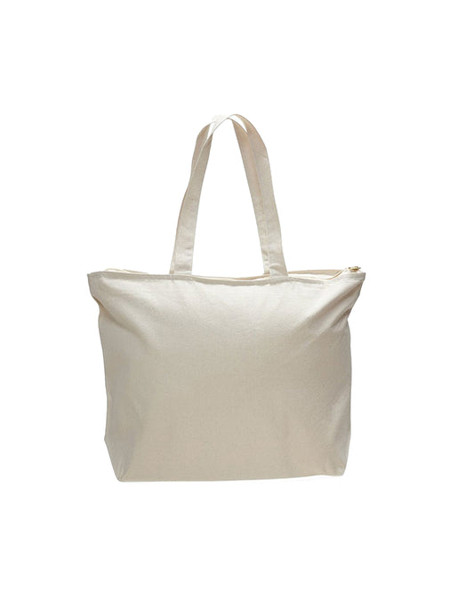 Beige tote bag on a white background