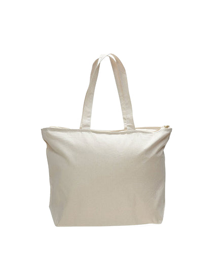 Beige tote bag on a white background