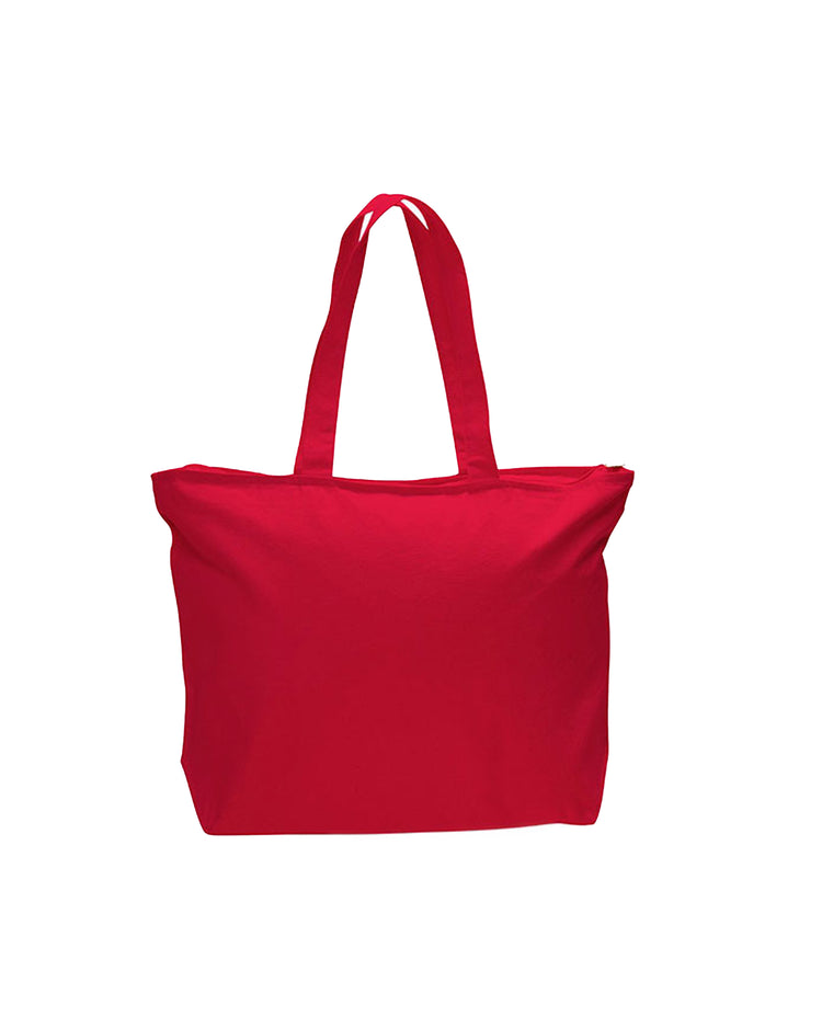 Red tote bag on a white background