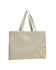 Beige tote bag with handles on a white background