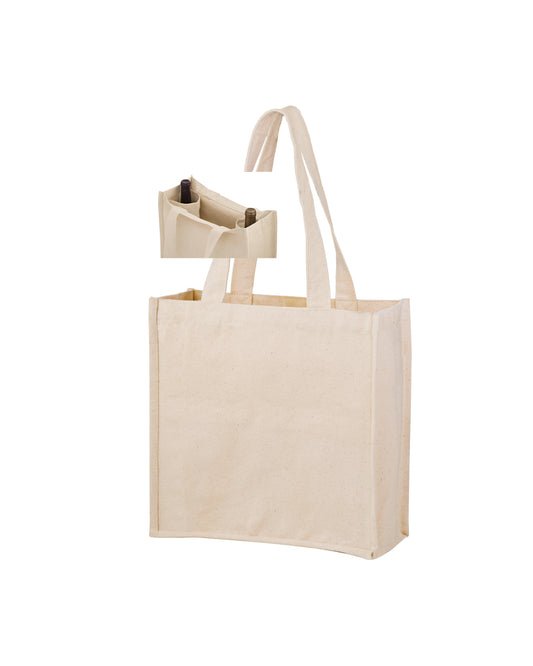 Beige tote bag with a small pouch attached on a white background